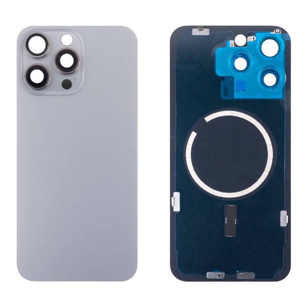 Задняя крышка для Apple iPhone 15 Pro Max в сборе со стеклом камеры Серый - Премиум