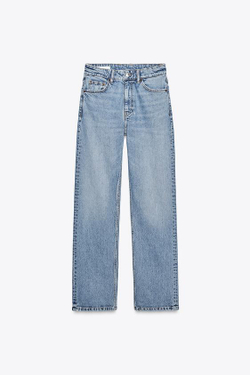 ZARA ДЖИНСЫ TRF ПРЯМОГО КРОЯ С ВЫСОКОЙ ПОСАДКОЙ, ИНДИГО