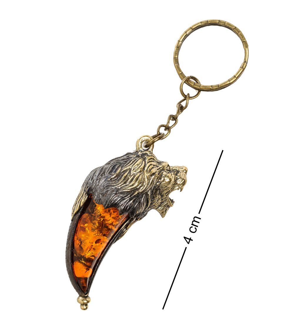 AM-1453 Брелок «Клык льва» (латунь, янтарь)