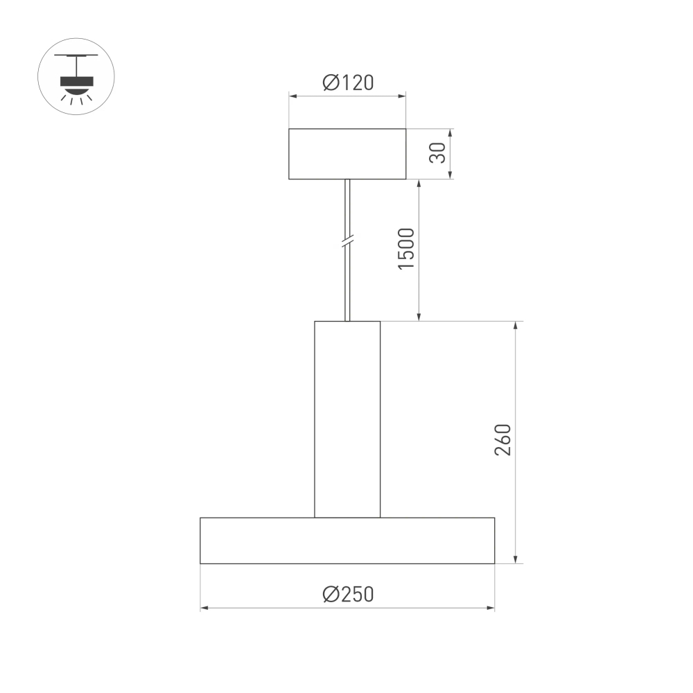 Светильник SP-ERIC-R250-8W Warm3000 (WH, 120 deg, 230V) (Arlight, IP20 Металл, 3 года) 035924