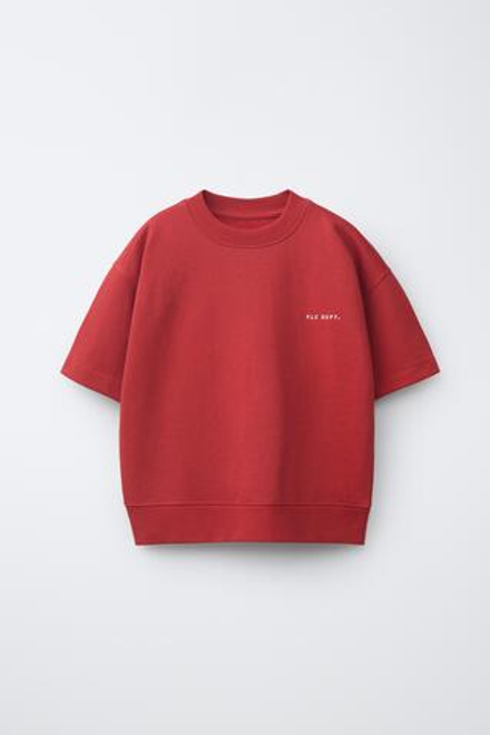 ZARA ТОЛСТОВКА С КОРОТКИМИ РУКАВАМИ И НАДПИСЬЮ, КРАСНЫЙ
