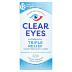 Clear Eyes, Triple Action, увлажняющие / снимающие покраснение капли для глаз, 15 мл (0,5 жидк. унц.)