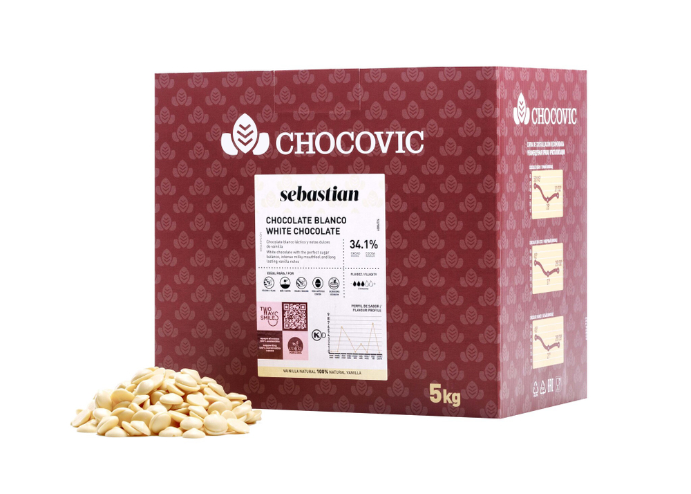 Шоколад белый Sebastian 33,1%, Chocovic 5 кг (коробка)