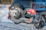 Бампер РИФ силовой задний Toyota Land Cruiser 200 (2007-2012) с квадратом под фаркоп, калиткой, фонарями, подсветкой номера