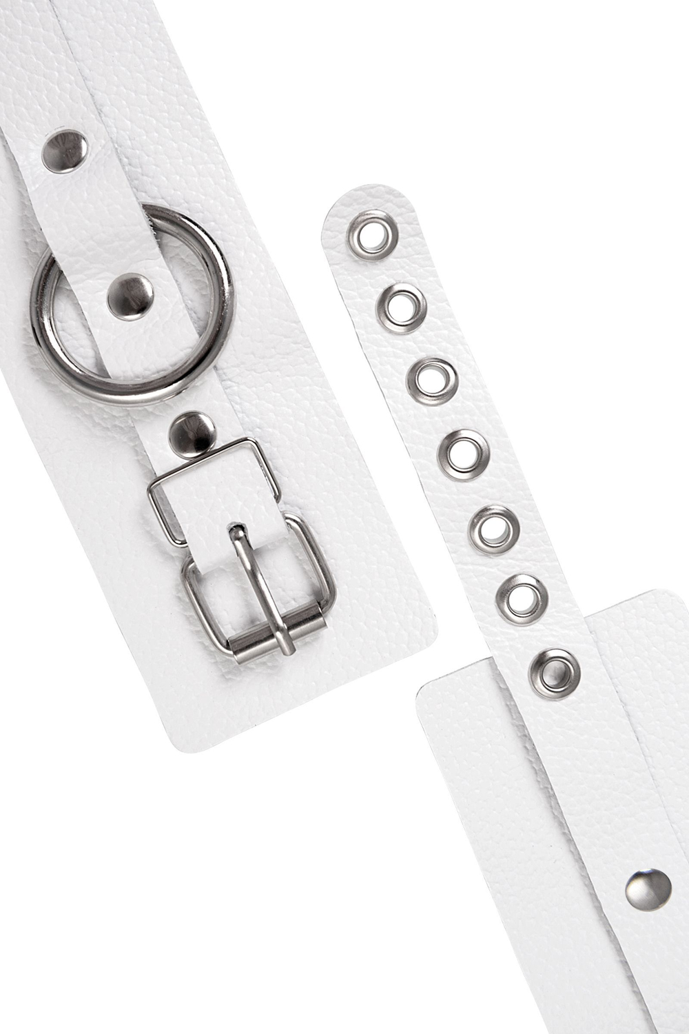 Белые мягкие кожаные наручники с люверсами (Цвет: белый)