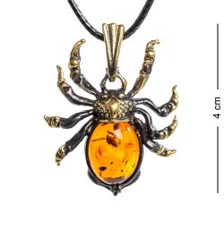 AM-1208 Подвеска «Паук» (латунь, янтарь)