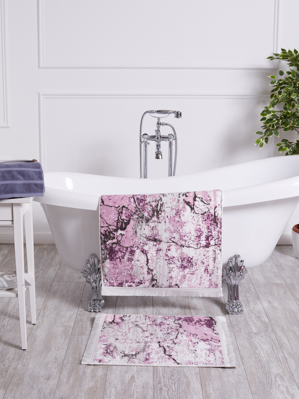Набор ковриков для ванной и туалета, 60x100/50x60 см, цвет Лиловый