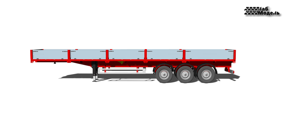 3-axle flatbed semi-trailer in scale 1/14