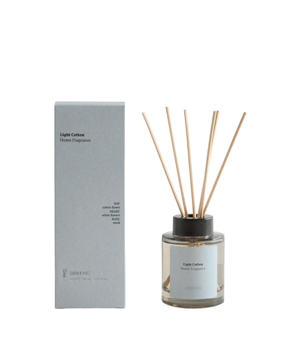 Zara Home Ароматический диффузор с палочками Light Cotton, 100 мл, аромат для дома