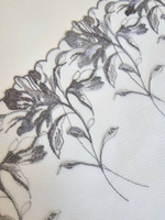 Вышивка на сетке серый/серебро К610 левая