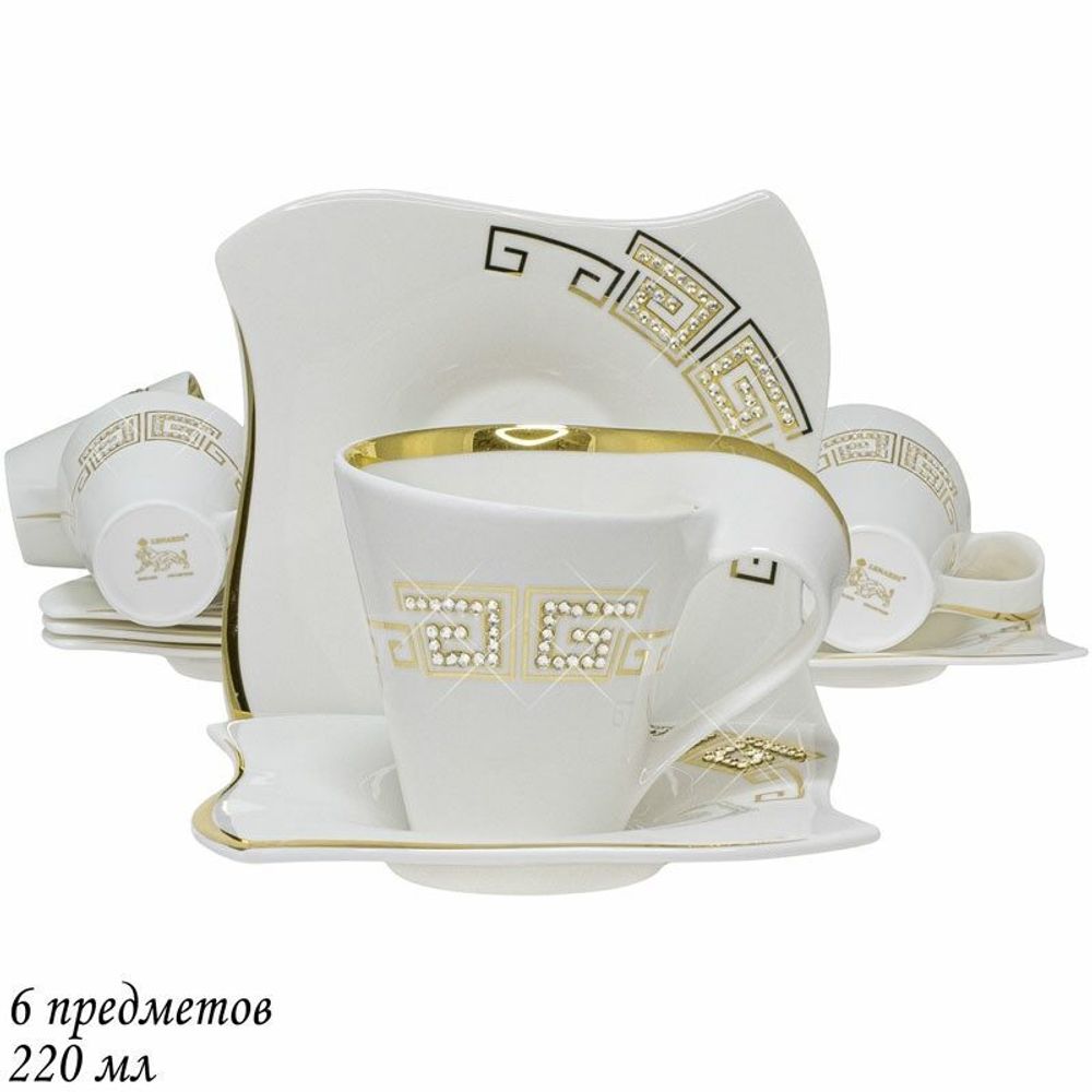 Lenardi 108-126 Чайный набор 12пр. 220 мл GIVENCHI GOLD в под.уп.(х6)Фарфор