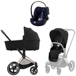 Коляска Cybex Priam IV Rosegold complete Cloud G Ocean Blue Plus Base G 3 в 1 Sepia Black