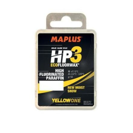 Парафин высокофтористый лыжный MaPlus HP3 HF Yellow 1 (для свежевыпавшего влажного снега) (0°С...-4°С) 50 гр
