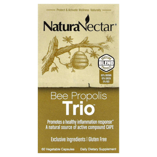 NaturaNectar, Bee Propolis Trio ™, 60 растительных капсул