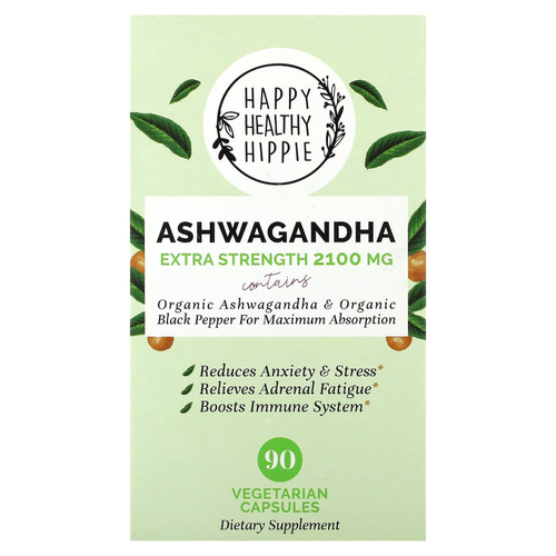 Happy Healthy Hippie, ашваганда, 2100 мг, 90 вегетарианских капсул
