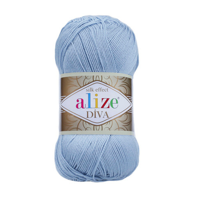 Пряжа Alize (Ализе) Diva / уп.5 мот. по 100 г, 350м, 350 светло-голубой А