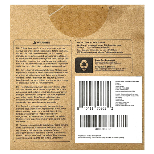 KeaBabies, силиконовые миски для кормления, с сосками и крышками PrepGrip™, для детей 6–36 месяцев, пустынный, 2 шт. в упаковке