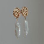 Серьги капли с жемчугом, позолота