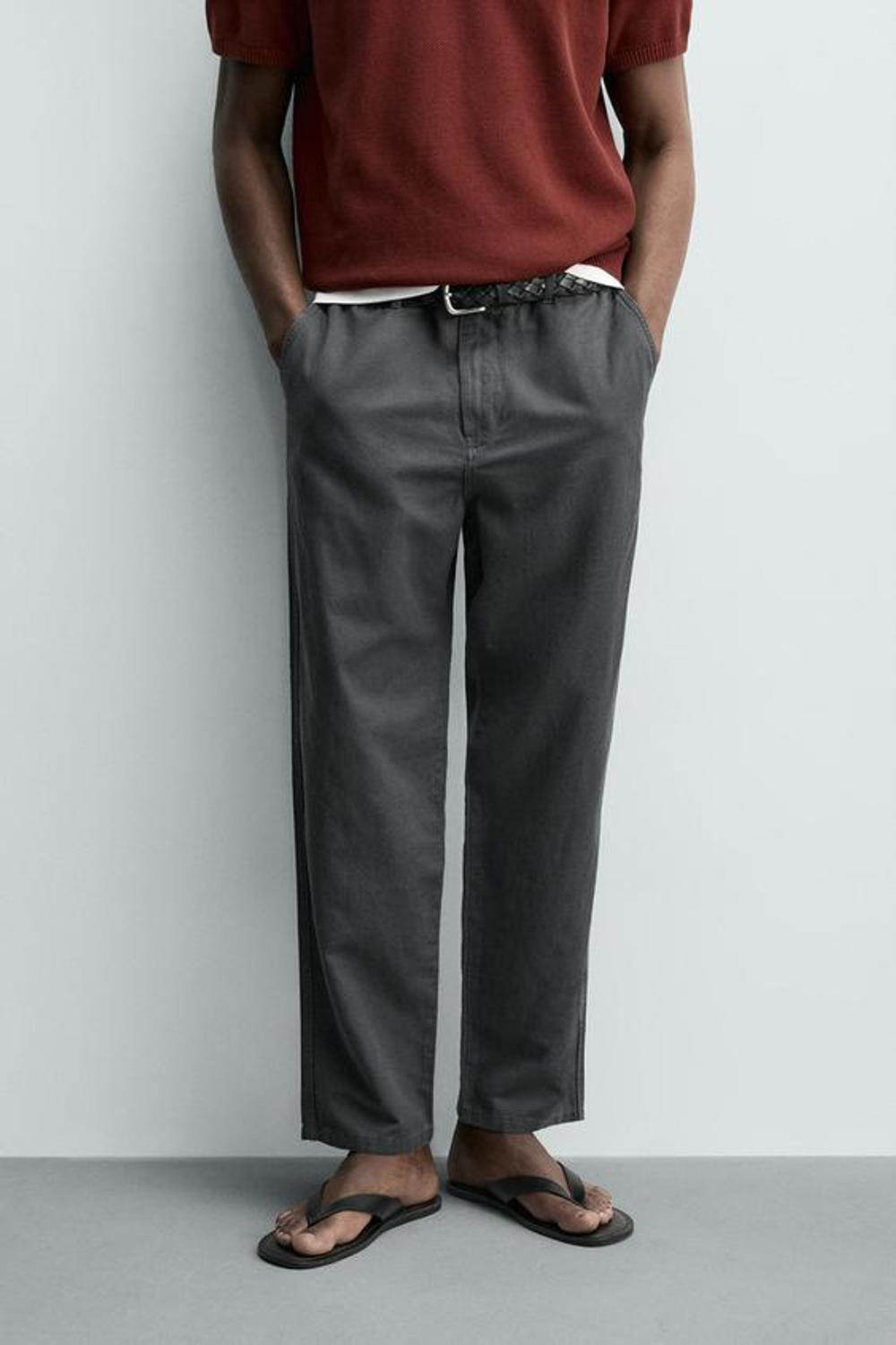 ZARA СВОБОДНЫЕ БРЮКИ STRAIGHT FIT, СТАЛЬНОЙ