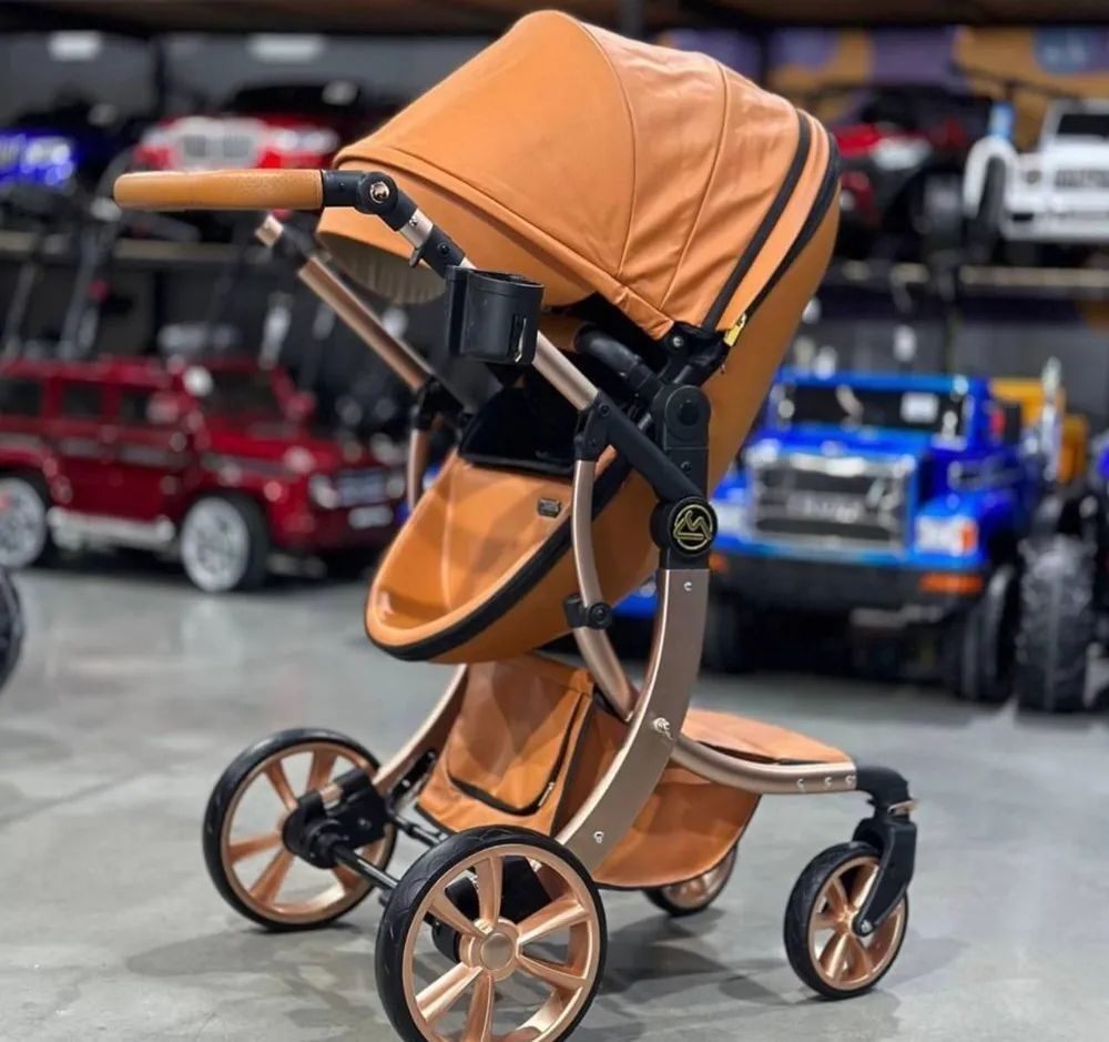 Коляска-трансформер 3в1 LUXMOM 608-2 с автолюлькой, коричневая ЭкоКожа