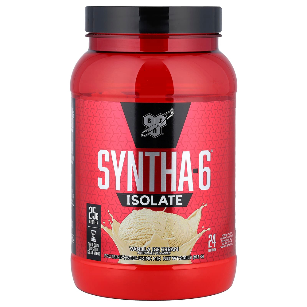 BSN, Syntha-6 Isolate, протеиновая смесь для приготовления напитка, ванильное мороженое, 912 г (2,01 фунта)