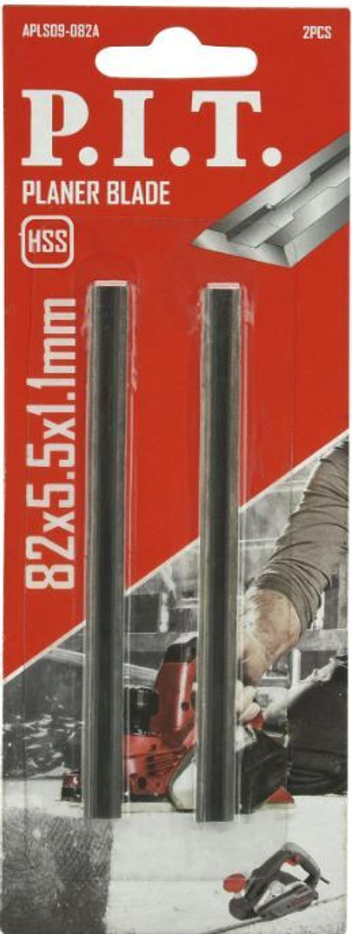 Ножи для рубанка  82x5,5х1,1 мм, 2 шт, HSS, двусторонние (APLS09-082A) P.I.T.