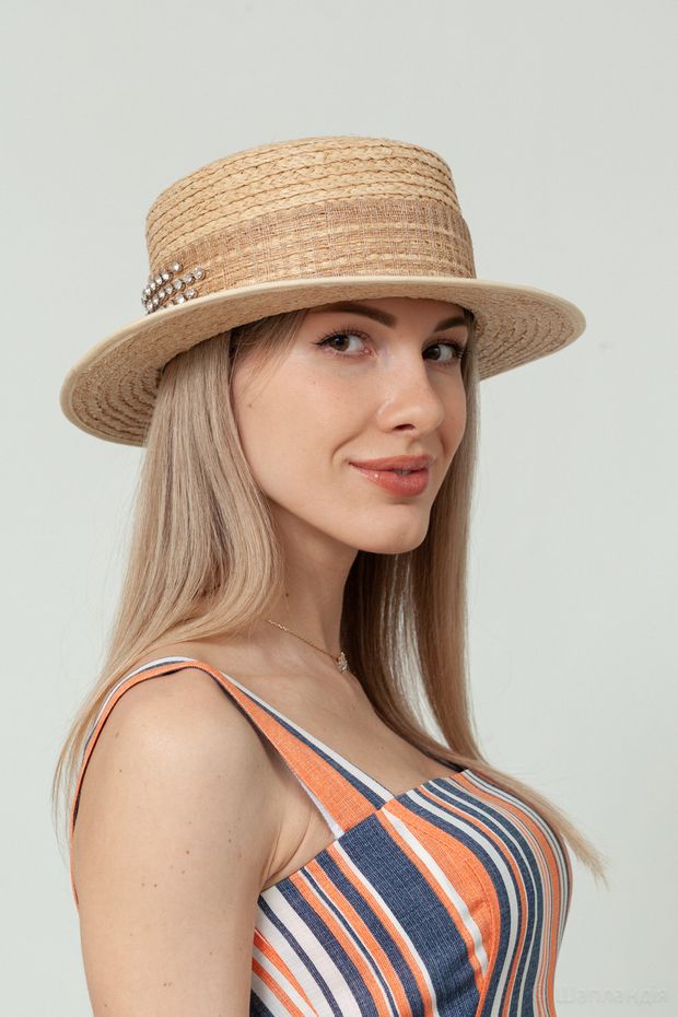 VKS-225 Шляпа (Натуральный / 57-58 / 30х30х6 / б/р / Бежевый / Соломка / 0.3)