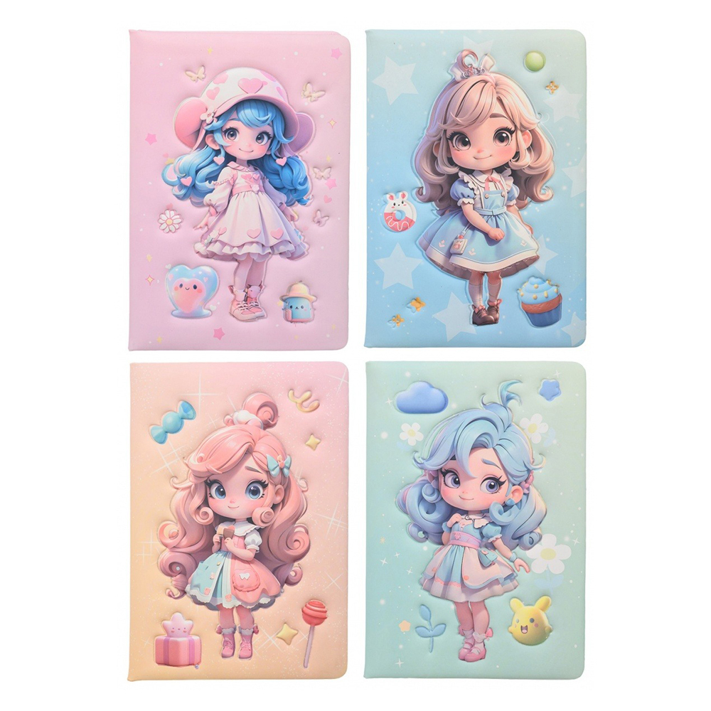 Блокнот Basir, формат А5, серия "Кукла", мягкая обложка, с объемным рисунком, 80 листов, размер 21*14.5 см