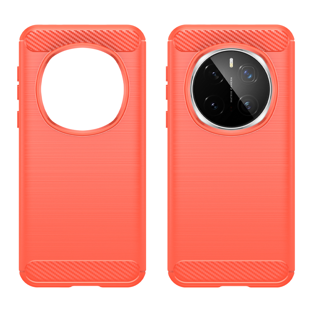 Чехол красного цвета с дизайном в стиле карбон на Honor Magic 7 Pro, мягкий отклик кнопок, серия Carbon от Caseport