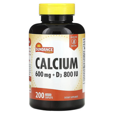 Sundance Vitamins, кальций с витамином D3, 200 капсул, покрытых оболочкой
