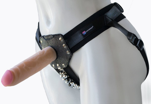 Черный пояс-трусики с насадкой "Гламур Эмма" - 15,5 см.