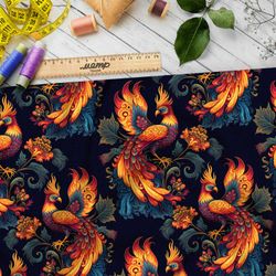 Ткань шелк Армани русская жар-птица