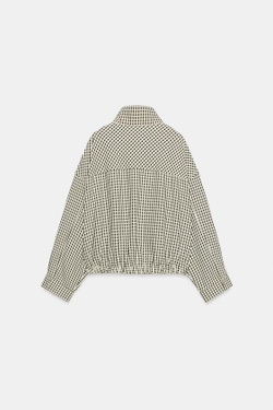 ZARA БОМБЕР В КЛЕТКУ, ЧЕРНЫЙ/ЭКРЮ