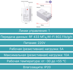 Реле GRITT Practic 1 линия 220В/1000Вт с управлением по WiFi, A180001RWF