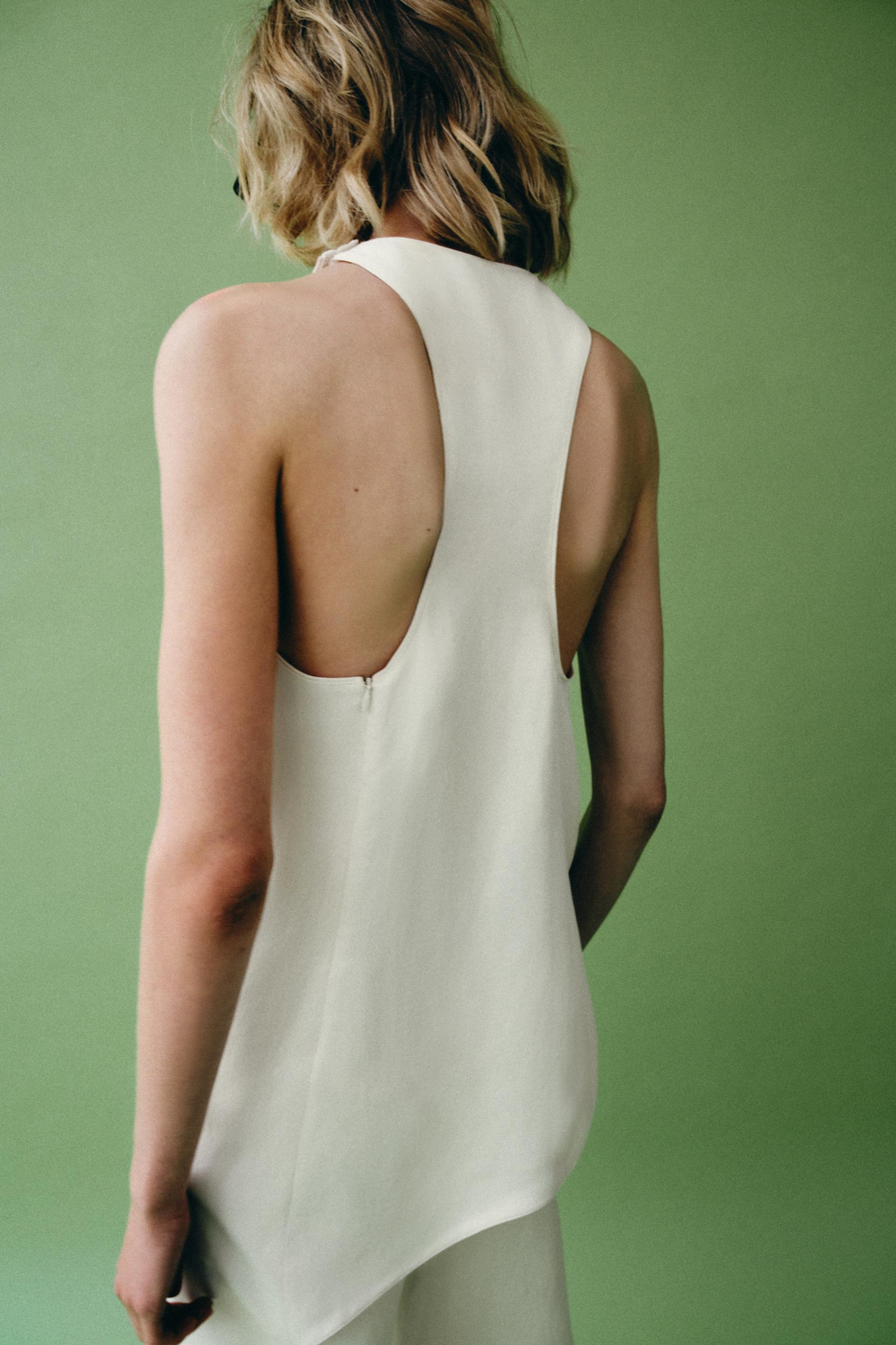 ZARA АСИММЕТРИЧНЫЙ ТОП — ZW COLLECTION, ЭКРЮ