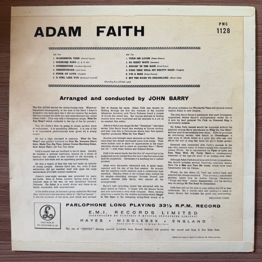 Adam Faith ‎– Adam (Англия 1960г.) Т