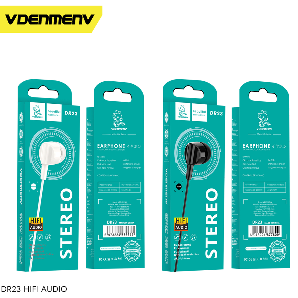 Наушники с микрофоном DENMEN DR23 (белый)