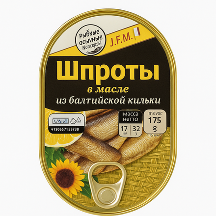 Шпроты в масле J.F.M company 175 гр