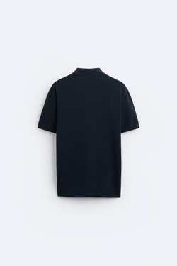 ZARA ПОЛО ИЗ РЕЛЬЕФНОГО ТРИКОТАЖА, МОРСКОЙ СИНИЙ