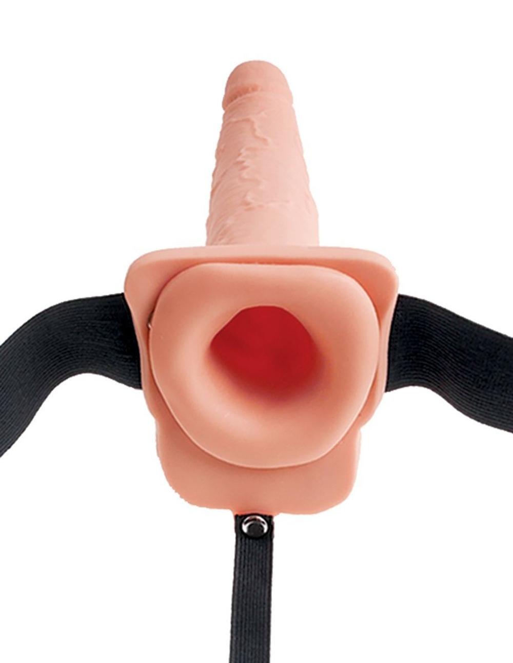 Телесный полый страпон с имитацией эякуляции 7.5  Hollow Squirting Strap-On with Balls Flesh - 21,6 см.