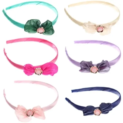 Ободок для волос детский на блистере «РОЗОВОЕ ОБЛАКО», цветочек, микс 6 цветов, 1см