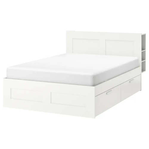 Каркас кровати с ящиком - IKEA BRIMNES, 200х160 см, белый, БРИМНЕС ИКЕА