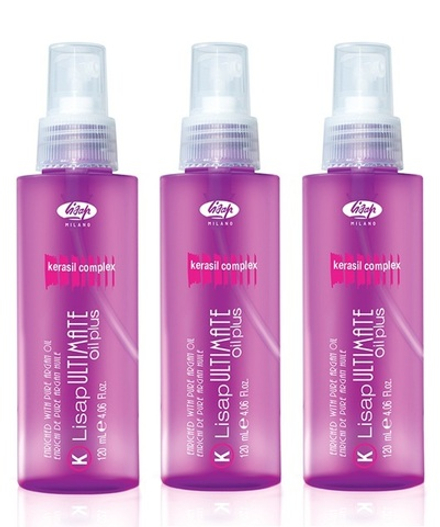 3 x Ultimate Масло для выпрямления вьющихся волос «Lisap Ultimate Keratin Oil Plus» (120 мл)