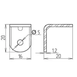 Уголок мебельный крепежный 20x20 мм, 12 штук, Белый, с пластиковой накладкой