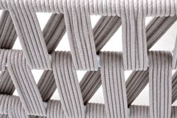 "Диего" кресло плетеное из роупа, основание дуб, каркас алюминий светло-серый (RAL7035) шагрень, роуп бежевый круглый, ткань бежевая 15052