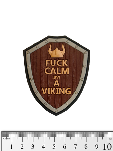 Шеврон Fuck Calm I'm A Viking 3D PVC. Коричневый