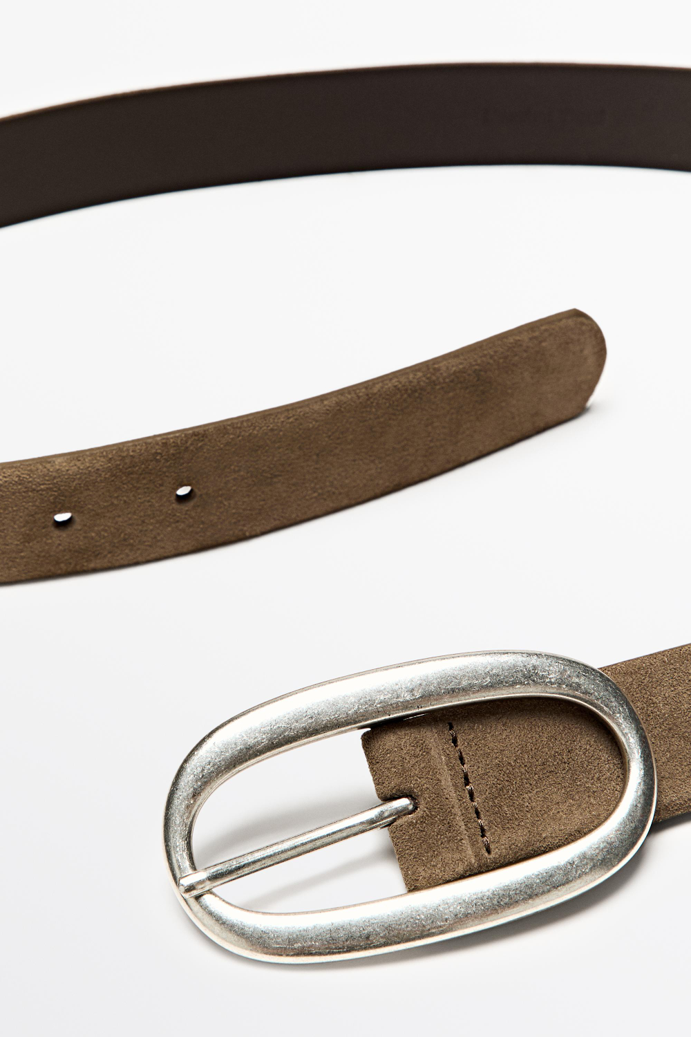 Massimo Dutti Ремень из замши, кротово-коричневый