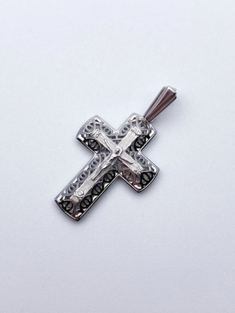 Крест из серебра/Родий/С подвижным ухом