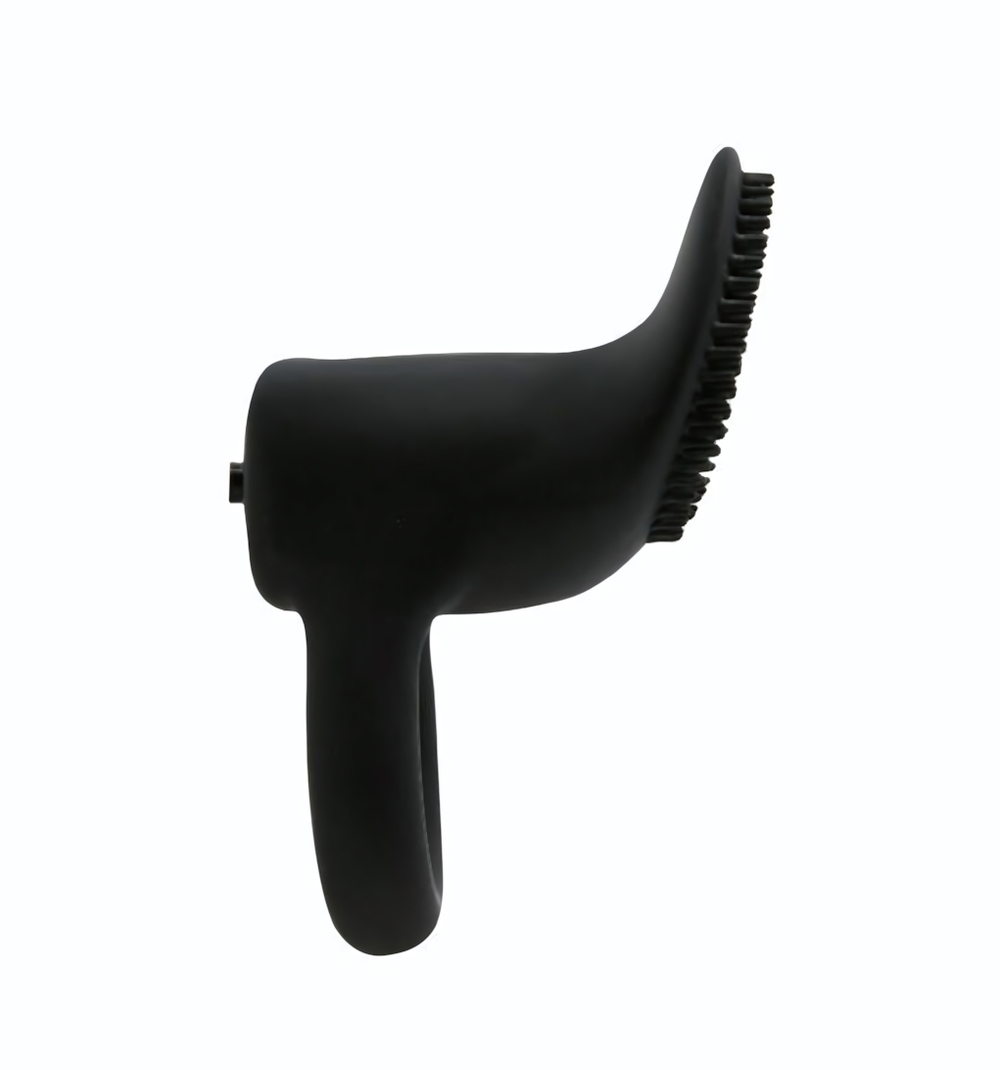 Чёрное эрекционное виброкольцо со стимулятором клитора Cobra (Цвет: черный)