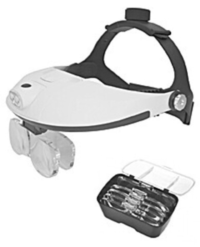 Лупа налобная с подсветкой 5 сменных стекла (2LED) MG-81001-G Magnifier
